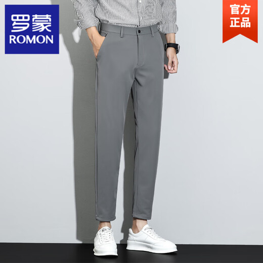 罗蒙（ROMON）2025新款秋季男士休闲裤韩版潮流九分西装裤直筒修身裤子男款 G9902黑色 32 【腰围二尺五】