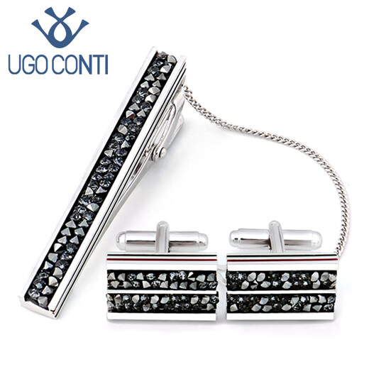 UGO CONTI短款韩版领带夹男生生日情人节礼物时尚轻奢定制小众 黑色袖扣(现货礼盒装)