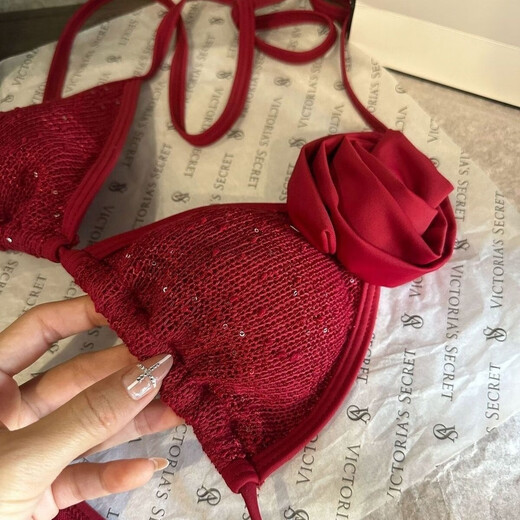 Yusi Yi Bikini Swimsuit Women's Sexy 2025 Internet Celebrity New Same Style Beach Hot Spring Outer Wear Sunscreen Red Red Flash S