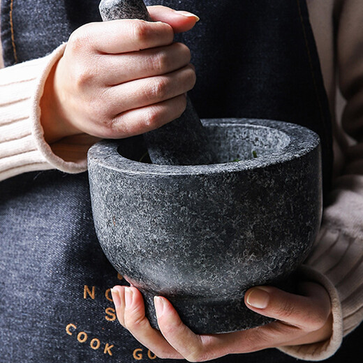 All-purpose marble garlic pounder, garlic mortar, garlic press, garlic masher, stone mortar, household grinder, medicine pounder, ginger pounder