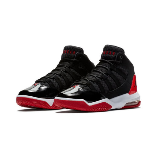 Nike (NIKE) basketball shoes women's shoes, new summer AIR JORDAN large children's shoes, shock-cushioning and wear-resistant mid-top sports and casual shoes AQ9214-006/black and red 35.5