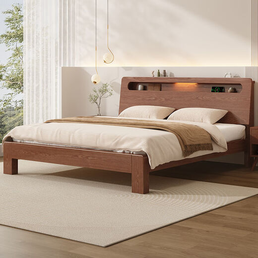 
OPPEIN [1396 people collect] Rubber wood solid wood bed double 1.8x2m master bedroom double bed rental 1.5m home.. Color contact customer service 1200mm*2000mm frame structure