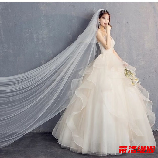 Tilotina main wedding dress for women new bride wedding floor-length strapless V-neck tutu skirt slim and long tail white floor-length wedding dress M 165
