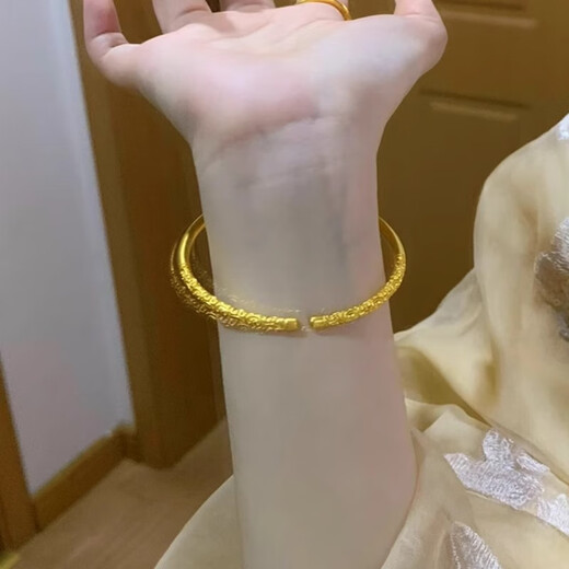 Mo Qianxue French Michelle gold hoop 18K gold bracelet women's open plain hoop bracelet fashion jewelry gold hoop bracelet