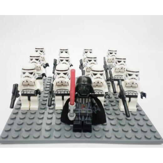 LEGO Star Wars Figura Clone Soldier Soldier Soldier Jedi Sis Warrior Darth Vader Buffett Toys 13 Clones PG757 + Capitán + Base de placa BOLSA