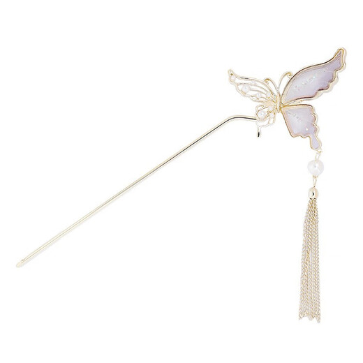 Super fairy ancient style butterfly tassel hairpin, feminine and high-end, new Chinese style hairpin, rocking hairpin, horse face skirt accessories, gilt butterfly-purple
