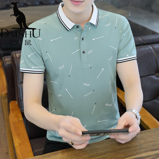 
Kangaroo (DaiShu) summer men's short-sleeved T-shirt POLO shirt lapel versatile casual men's half-sleeved neck middle-aged and young clothes QY-677-Black M 90-105Jin [Jin equals 0.5 kg]