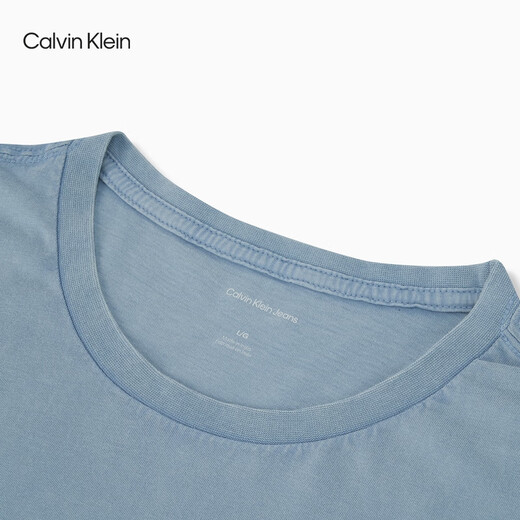 Calvin KleinJeans25春夏新款男士休闲潮流ck字母印花净色纯棉短袖T恤4RB854G CFF-星蓝 M
