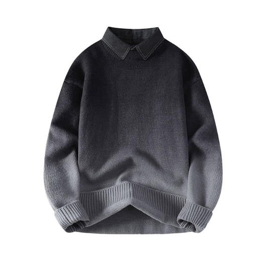 Space Owen Sense gefälschter zweiteiliger Pullover Männer 2024 neuer Gradientenhemdkragen Pullover Männer Winter Wärme Innere Wear 9756 Graues Hemdkragen etwa 130-150jin [Jin gleich 0,5 kg] kann getragen werden xl