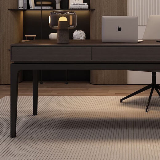 Solid wood desk Italian light luxury modern simple workbench 18 home computer desk office study desk 1.4 meters desk smoked color ordinary style