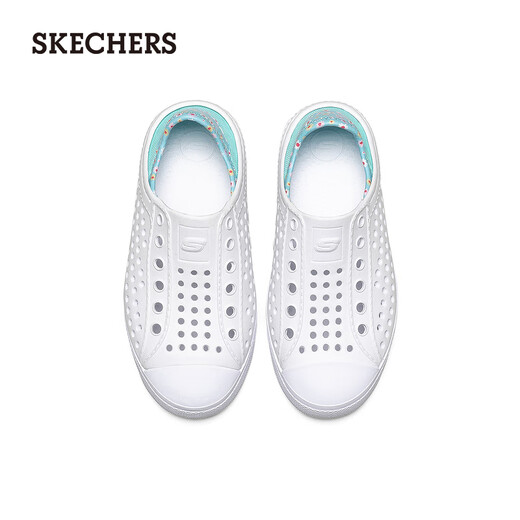 Skechers summer girls' hole shoes casual and versatile outside wear slippers lightweight breathable bubble shoes soft and fashionable white/multi-color/WMLT size 37