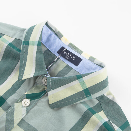 HAZZYS brand children's clothing boys' shirt spring new style comfortable soft pointed collar thin fashion simple casual long-sleeved shirt truffle green 145