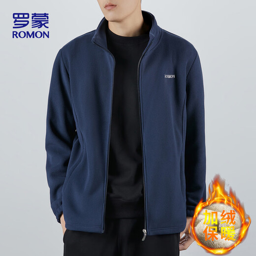 ROMON jacket men's spring and autumn business trend imitation lamb velvet stand collar fleece jacket soft fleece jacket men's AX