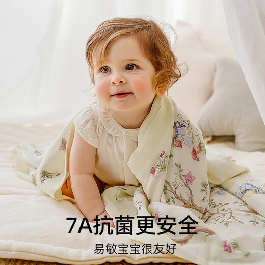 嫚熙（EMXEE）婴儿盖毯四季纱罗毯子新生儿宝宝空调被儿童被子 爱丽丝森林