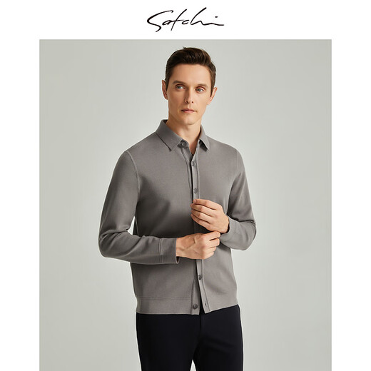 Sachi men's 24 autumn and winter new knitted casual sweater medium gray S 46