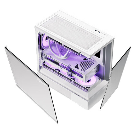 Patriot Xingcanlan Xingcan Xiaolan screen display version sea view room chassis e-sports game desktop computer main box 240 water-cooled MATX column-free full side transparent Xiaolan screen display white + Aurora Z13 fan 4 positive and 3 reverse