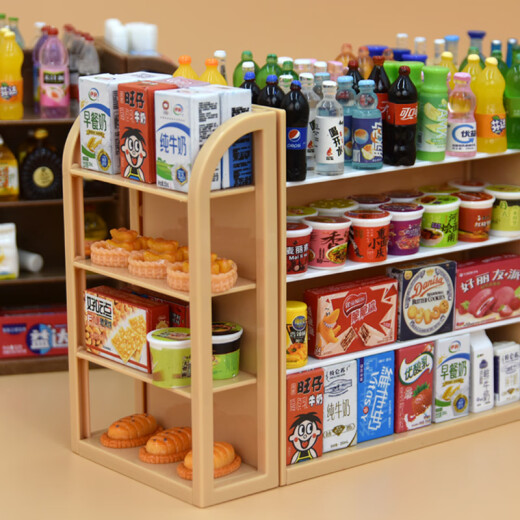 Juke Mini Concierge Simulation kleine Supermarktregal-Getränke Food Snacks kleine Gegenstände Kinderhaus spielen Spielzeuggeschenke Deluxe 107-teilig Set-Girls-Stil [exquisite Geschenktüten