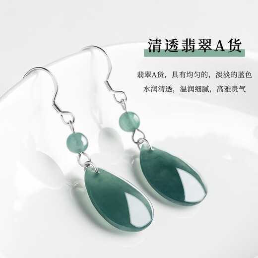 Jianlu Jade A-grade silver earrings for women, elegant high-end jade earrings, mother’s birthday gift for wife, mother, wife