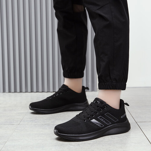 Zheduan sports shoes spring and summer new men's shoes men's casual running shoes student breathable wear-resistant soft sole shock absorbing flying knives FH-Feda 9905 all black 41