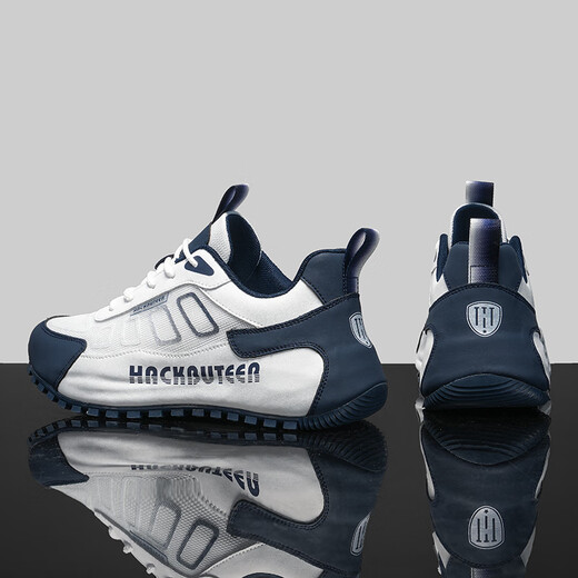 Musketeer 2025 printemps et été new kong kong style clair luxe mode polyvalent d'absorption de choc pour hommes et femmes de style couple non glissant les baskets décontractées sans glissement blanches et bleues-9928 [biens européens haut de gamme] 36