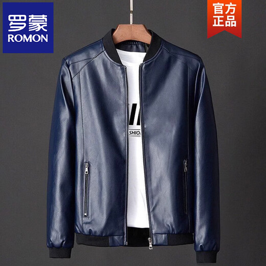 ROMON Men's Priority Baseball Collar Leather Jacket Men's Autumn New Trendy Versatile Handsome Motorcycle Pu Leather Jacket Men's 817 Black Recommended 85-100 Jin Jin equals 0.5 kg M