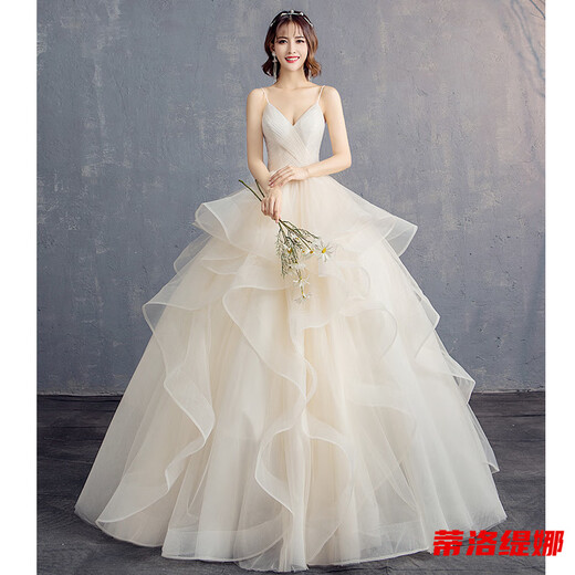 Tilotina main wedding dress for women new bride wedding floor-length strapless V-neck tutu skirt slim and long tail white floor-length wedding dress M 165