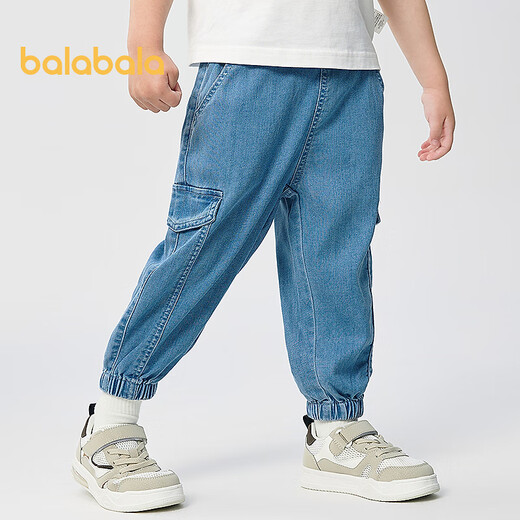 巴拉巴拉童装儿童长裤工装牛仔裤男童裤子夏季宽松束脚裤时尚百搭 牛仔中蓝88201 120