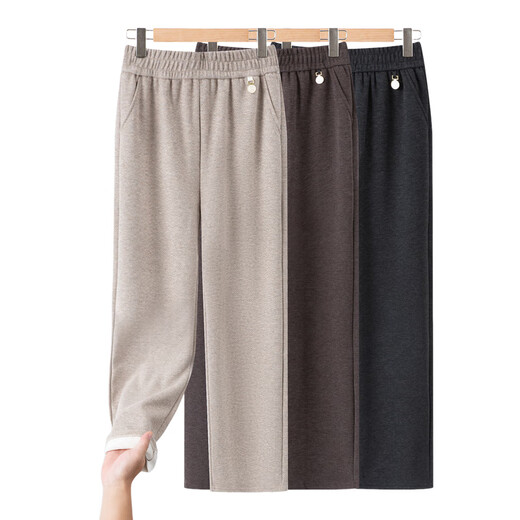 Fengxiao mom pants, autumn and winter style, elastic high-waisted straight-leg trousers for the elderly, plus velvet and thickened, loose trousers for middle-aged and elderly women.