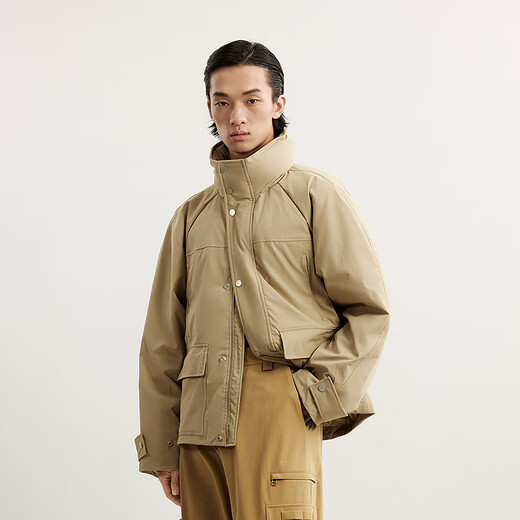 
Sketch men's clothing 2024 winter new product H-shaped loose hat-collar work clothes down jacket warm simple casual 9O0C13240 287 yellow khaki XS