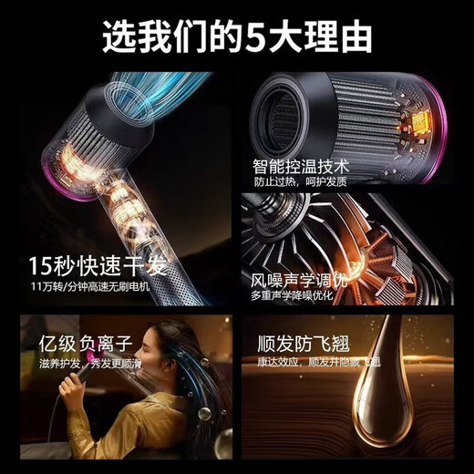SODIMYON Bladeless High Speed Huaqiangbei Hair Dryer Home Silent Negative Ions High Power Does Not Harm Hair Hair Care Dryer Barber Shop High Wind Hair Dryer for Men and Women Rose Red Billion Level Negative Ions Single Nozzle + Brand New in 25 Years + Holiday Gift