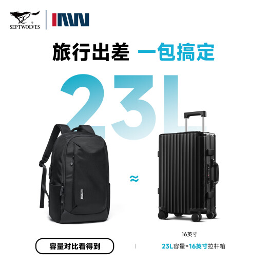 Seven Wolves 2025 Nuevo viaje de viaje para la mochila para hombres Viaje de negocios de corta distancia de corta distancia Viajes grandes capacidad de computadora Bag Black