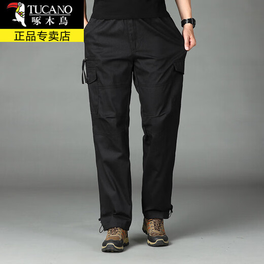Pantalones de trabajo de pájaros carpinteros (Tucano) para hombres Algodón de algodón puro Summer Nuevo estilo de mediana edad y jóvenes pantalones heterosexuales heterosexuales para hombres al aire libre pantalones para hombres resistentes al desgaste al aire libre J18 piezas individuales de color verde oscuro XL alrededor de 140-160Jin [Jin equivale a 0.5 kg]