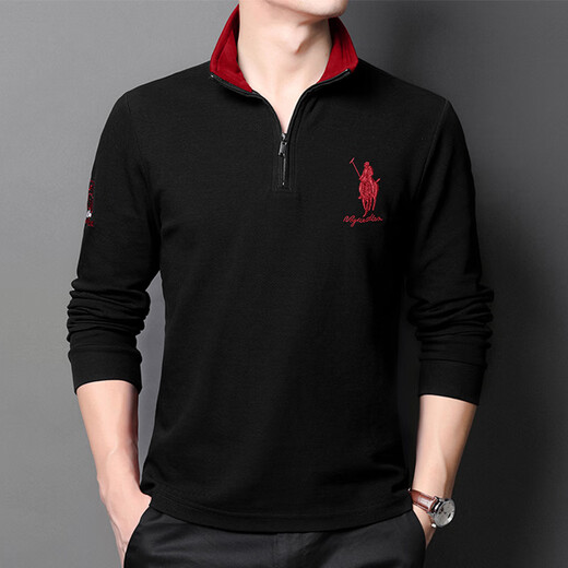 
AEMAPE high-end men's long-sleeved T-shirt dad's spring and autumn top POLO shirt pure cotton sweatshirt stand collar zipper base shirt 6625 gray [pure cotton] M /165[95-115Jin[Jin equals 0.5 kg]]