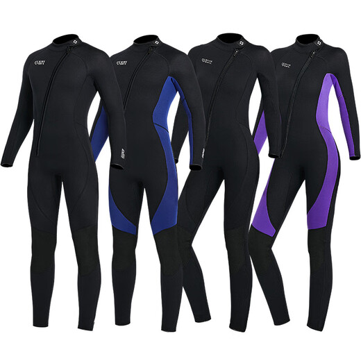 DIVE&SAIL long-sleeved one-piece wetsuit 3MM wet suit for men and women, couple surfing suit, warm and cold-proof snorkeling winter swimsuit, wet suit, men's black M