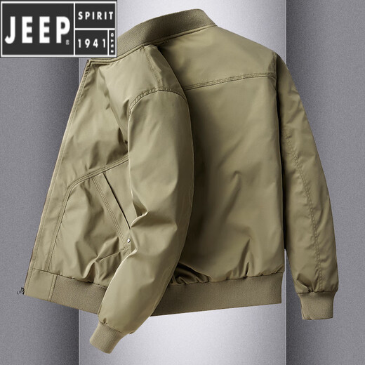 Jeep SpiritJeep Spring y Autumn Men's Jacket American Casual Work Rear Jacket Military Collar Flying Baseball Clothing Middle-Edy Midera