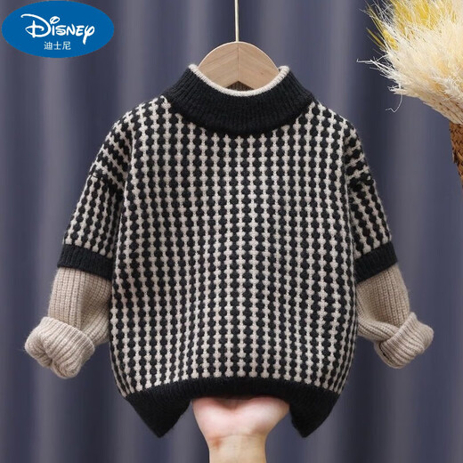 
Disney children's cardigan boy's sweater plus velvet thickened medium-sized children's pullover base knit sweater winter top keep warm brown [no plus/velvet] 150