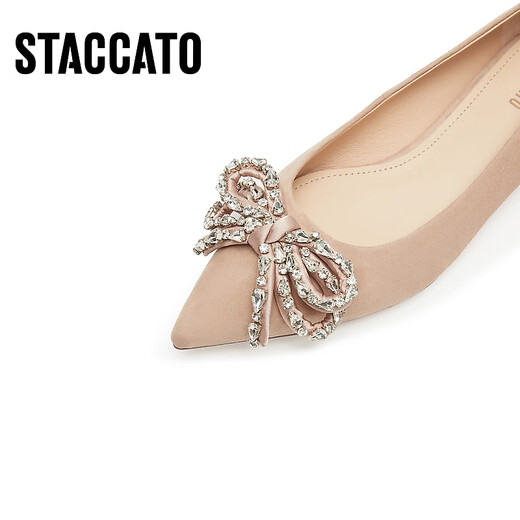 Sijiatu 2025 Nouveau Velvet Dream Elegant Commuter Chaussures plate chaussures Single Mouth Chaussures pour femmes 9A962AQ5 THE DE LITE APPRICOT 39