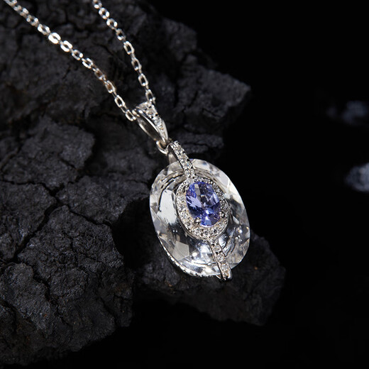 Canxian neues Design S925 Sterling Silber mit natürlicher Tansanit weißer Kristall Farbschatzkette für Frauen Hochzeit Halskette Halskette