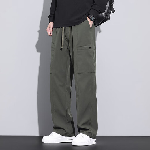 
Romon casual pants for men's spring and autumn new American work pants for men loose straight sports and casual trousers 9856 military green + 9856 khaki M