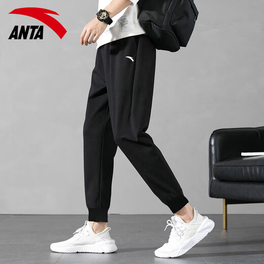 ANTA Men's Pants Sports Pants Men's Autumn and Winter Casual Velvet Warm Leg Basketball Trousers Running Fitness Long Pants -1 Basic Black/Single Label Autumn Recommendation 2XL (185) Suitable for 160-180Jin Jin equals 0.5 kg