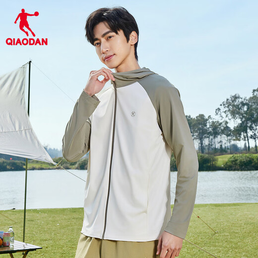 Jordan Ice Skin Sonnenschutzjacke Herrenjacke UPF100+ Ice Silk Skin Jacke Sommer Atmungsaktive Windjacke Jacke Sonnenschutzjacke Cremeweiß/Grau L