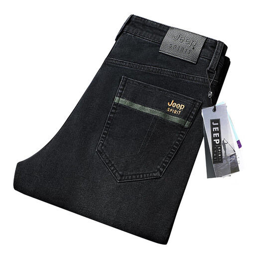 Jeep Spirit Jeans's Men's Spring и осень 2025 г. Новый высокопоставленные прямые упругое упругое среднего возраста американские брюки большого размера синий серый-679 толстый 32
