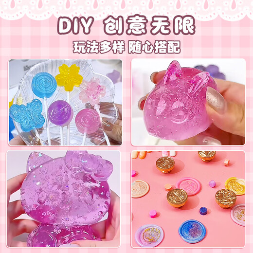 8-12 Jahre altes Haus 3 bis 6 Jahre altes Puzzle Internet Promi-Spielzeug Girls Girls Girls Girls Birthday Gift [Hot Paint Jelly Wachs 844 Set] Geben Sie einen Esslöffel + 6 Farbton Fruchtwachs + 13 Schlitzform