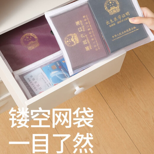 潮思汇收纳包出国旅游证件文件袋透明便携登机牌卡旅行保护套 便携护照收纳包【中号/A5大小】 加厚尼龙网纱【1个装】收纳整理