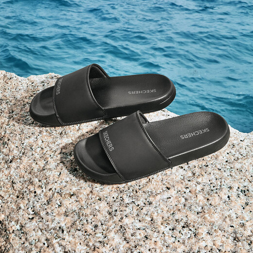 Skechers lightweight cushioning men's shoes summer daily casual sports slippers sports casual slippers comfortable and wear-resistant all black/BBK 41