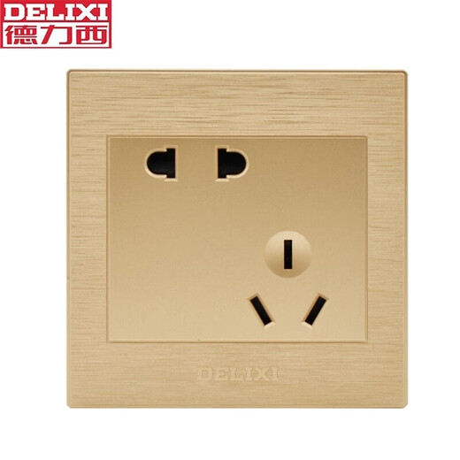 Delixi Switch Socket CD831 Champagner Gold gebürstet Gold 86 Typ versteckte Fünf-Loch