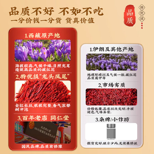 Tongrentang Saffron Tibetan Special Pired Practical Gift для старейшин и родителей лечить китайские лекарственные материалы.