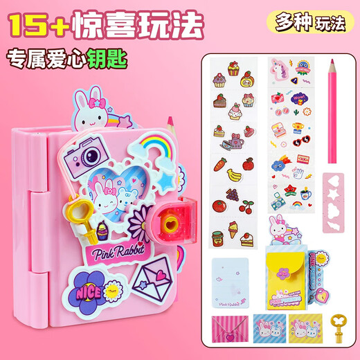 Jiamo Handkonto Buch Pink Rabbit Kinder geheime Notizbilder Mini Simulation Spiel Haus Kinder Cartoon Spielzeug handgefertigtes DIY -Produktion Geschenk für Mädchen