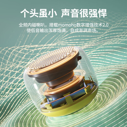 momoho  蓝牙音箱便携式插卡小音响立体声户外运动低音炮大音量微信收款播报语音提示器英语学习播放器 绿色 官方标配