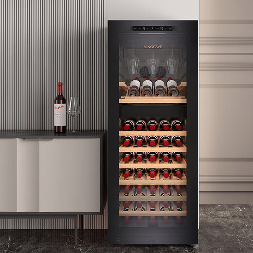 Vinocave red wine cabinet constant temperature wine cabinet compressor home living room fresh wine refrigerated storage display cabinet refrigerator bar ultra-thin dual temperature dual control CWC-200B-189L